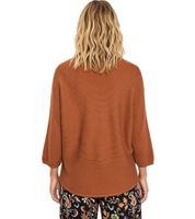 Comfortable Women's Oversized Ribbed Knit Sweater with 3/4 Sleeves 964101 Brown