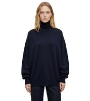 Comfortable Women's Fine Knit Sweater with Wide Turtleneck 933142 Dark Blue