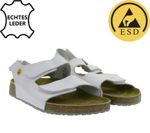 Rutschhemmende hsm Herren Arbeits-Sandalen ESD-geeignet Echtleder-Schuhe SRA-Schutzklasse Pantoletten Berufsschuhe Factory Second B-Ware Arzt-Schuhe Weiß