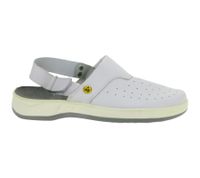 Slip-resistant hsm men's work clogs, ESD-compliant, genuine leather shoes with SRA protection class, sandals, professional shoes, factory second-hand, B-grade, medical shoes, white