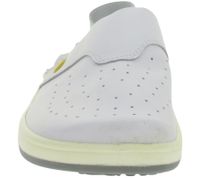 Slip-resistant hsm men's work clogs, ESD-compliant, genuine leather shoes with SRA protection class, sandals, professional shoes, factory second-hand, B-grade, medical shoes, white