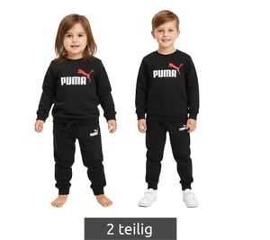 Comoda tuta da jogging PUMA per bambini e bambine, set da 2 pezzi: pantaloni della tuta, maglione girocollo, set in cotone 627915 01 Nero