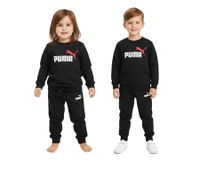 Comoda tuta da jogging PUMA per bambini e bambine, set da 2 pezzi: pantaloni della tuta, maglione girocollo, set in cotone 627915 01 Nero
