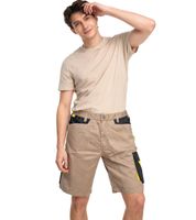 PUREWORK Herren Arbeits-Shorts mit 6 Taschen Cargo-Bermuda nachhaltige Arbeits-Hose Grün/Schwarz/Gelb oder Beige/Schwarz/Gelb