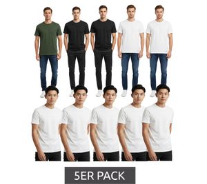 Confezione da 5 magliette da uomo di alta qualità SCOTCH & SODA girocollo, maglietta intima basic in cotone SSFA25M2312806, in bianco o nero/bianco/verde