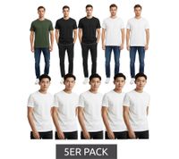 Confezione da 5 magliette da uomo di alta qualità SCOTCH & SODA girocollo, maglietta intima basic in cotone SSFA25M2312806, in bianco o nero/bianco/verde