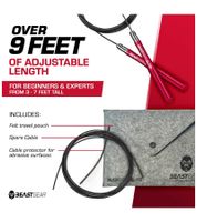 Lot de 10 cordes à sauter BEASTGEAR Elite Premium en aluminium, 3 m, idéales pour le fitness de haut niveau, la boxe, le MMA, le HIIT, la musculation et les double unders, rouge/noir
