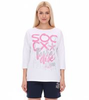 SOCCX by Carina Damen Oversized Sweatshirt mit Rundhals-Ausschnitt Alltags-Pulli Blau oder Weiß