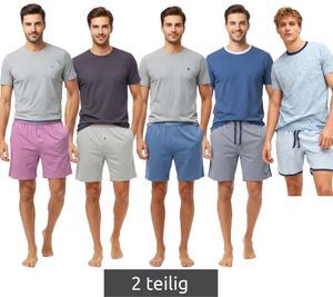 leichter SCOTCH & SODA Herren Pyjama 2-teiliges Shorty-Set mit Baumwolle kurzer Schlafanzug Grau, Blau oder Hell-Bordeaux