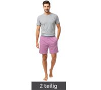leichter SCOTCH & SODA Herren Pyjama 2-teiliges Shorty-Set mit Baumwolle kurzer Schlafanzug Grau, Blau oder Hell-Bordeaux
