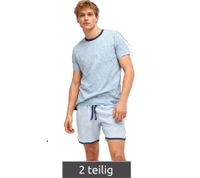 leichter SCOTCH & SODA Herren Pyjama 2-teiliges Shorty-Set mit Baumwolle kurzer Schlafanzug Grau, Blau oder Hell-Bordeaux