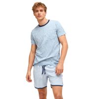 leichter SCOTCH & SODA Herren Pyjama 2-teiliges Shorty-Set mit Baumwolle kurzer Schlafanzug Grau, Blau oder Hell-Bordeaux