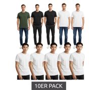 Hochwertiges 10er Sparpack SCOTCH & SODA Crew Neck Herren T-Shirt Basic-Shirt Unterziehshirt Baumwoll-Shirt SSFA25M2312806 in Weiß oder Schwarz/Weiß/Grün