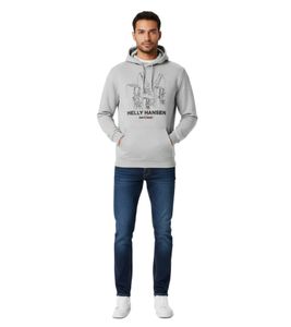 Helly Hansen Manchester Graphic Herren Hoodie Baumwoll-Pullover mit Kapuze Sweat-Pullover 78380 970 Grau