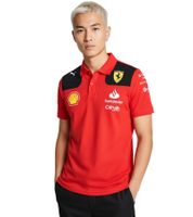PUMA X Scuderia Ferrari F1 Men's Short-Sleeve Polo Shirt with Team and Sponsor Logos, Cotton, Motorsport Shirt 701223385 001 Red