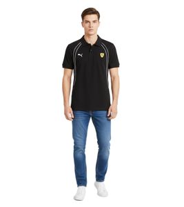 PUMA X Scuderia Ferrari Race Men's Short-Sleeve Polo Shirt, Cotton, Motorsport Shirt 701231829 001 Black
