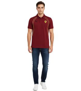 PUMA X Scuderia Ferrari Race Men's Short-Sleeve Polo Shirt, Cotton, Motorsport Shirt 701231829 002 Red