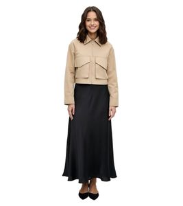 Trench-coat court pour femme, veste d'été en coton, beige 924633