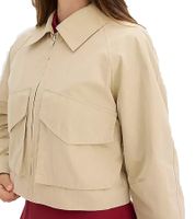 Trench-coat court pour femme, veste d'été en coton, beige 924633