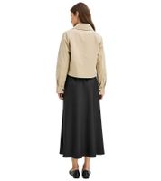 Trench-coat court pour femme, veste d'été en coton, beige 924633