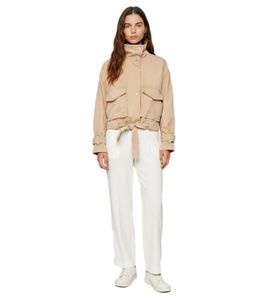 Veste en twill tendance pour femme, en coton durable avec poches, beige (réf. 920758)