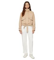 Veste en twill tendance pour femme, en coton durable avec poches, beige (réf. 920758)