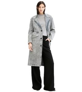Manteau en jean tendance pour femme, veste de printemps ample, manteau en coton gris délavé 937002