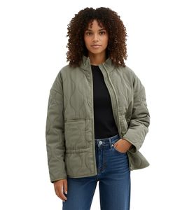 Veste matelassée éco-responsable pour femme, coupe ample, avec poches plaquées, référence 961109 Verte