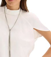 extravagante Damen Bluse aus Viskose-Mix Sommer-Shirt mit Cape-Ärmeln 925601 Weiß