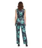 floraler Damen Satin Jumpsuit mit Blumenmuster Urlaubs-Outfit 904269 Grün/Blau