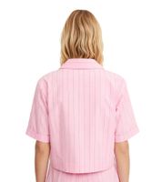 Elegante camicetta a maniche corte da donna con motivo gessato 912758 Rosa