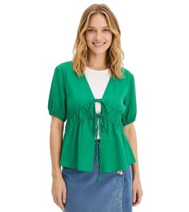 Blusa casual da donna con maniche ampie e cintura da annodare, estiva, 917998, verde