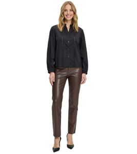 Elegante camicetta da donna in cotone con delicato ricamo a occhielli - Camicia estiva 967654 Nero