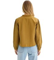 Elegante Damen Bluse aus Baumwolle mit dezenten Lochstickereien Sommer-Shirt 958392 Khaki