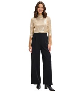 Tuta da donna scintillante con paillettes e collo alto 909627 Nero/Oro