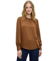 Blusa fluida in raso da donna con una sottile lucentezza, blusa elegante 935646 Marrone