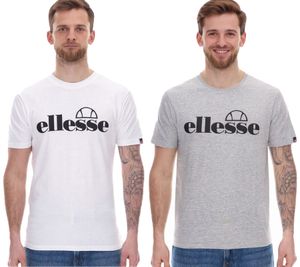 zeitloses ellesse Fuenti T-Shirt Herren Baumwoll-Shirt mit Logo-Print Sport-Shirt SHP16469 Grau oder Weiß