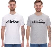 zeitloses ellesse Fuenti T-Shirt Herren Baumwoll-Shirt mit Logo-Print Sport-Shirt SHP16469 Grau oder Weiß