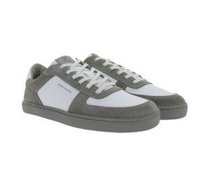 sportliche GROUNDIES Barfußschuhe Hamptons 2.0 Herren Low-Top Echtleder Sneaker mit TrueSense Sohle Schnür-Schuhe GND-210256-06 Grau/Weiß