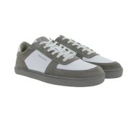 sportliche GROUNDIES Barfußschuhe Hamptons 2.0 Herren Low-Top Echtleder Sneaker mit TrueSense Sohle Schnür-Schuhe GND-210256-06 Grau/Weiß