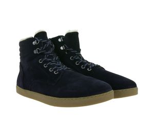 zeitlose GROUNDIES Barfußschuhe Vancouver widerstandsfähige Herren Echtleder Trekking Boots mit TrueSense und Schafwolle GND-220242-07 Navy-Blau