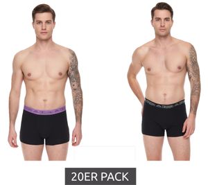 20er Sparpack Kappa Herren Boxershorts mit Marken Schriftzug und Logo Unterhose 351K1JW ADM Schwarz/Violett