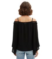 Blouse d'été noire à épaules dénudées, décolleté Carmen et manches chauve-souris - Référence 936235
