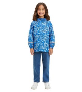 wasserdichte Kinder Regen-Jacke für Jungen und Mädchen Outdoor-Jacke mit Kapuze Schmetterlingsprint 961905 Blau