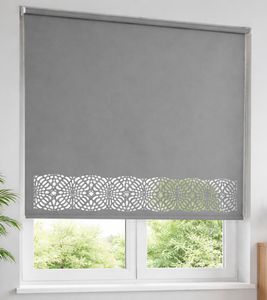 Modern Privacy Roller Blind with Decorative Laser Cutout Window Blind Sun Protection 959887 Gray