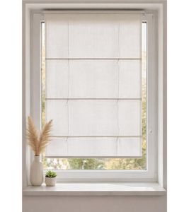 Modern Roman Blind with Light-Filtering Fabric, Window Roller Blind, Light Sun Protection 925321 White