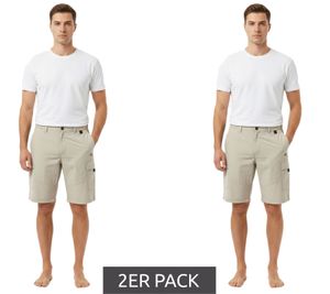 2-Pack TRENTO Men's Cargo Shorts - Lightweight Casual Shorts with Logo Embroidery, Beige