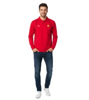 Sporty PUMA X Scuderia Ferrari Race Men's Long-Sleeve Polo Shirt, Cotton Shirt, Motorsport Shirt 627049 02 Red