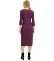 Abito midi aderente da donna, abito jacquard con maniche a 3/4, abito estivo 960998, rosso bacca