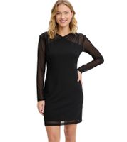 Elegante vestido de malla para mujer, minivestido ajustado con malla, vestido sostenible de manga larga 921825 negro